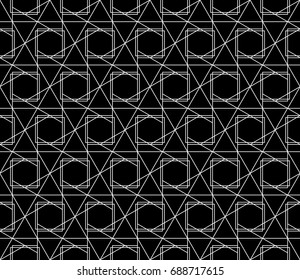 Universal high quality seamless geometric pattern with editable weight of stroke, clipping mask. Abstract black and white vector background in classical style