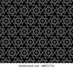 Universal high quality seamless geometric pattern with editable weight of stroke, clipping mask. Abstract black and white vector background in classical style