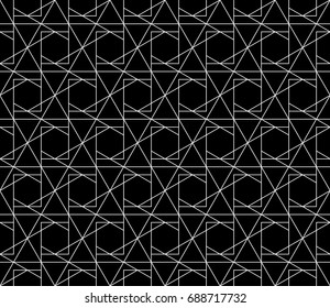 Universal high quality seamless geometric pattern with editable weight of stroke, clipping mask. Abstract black and white vector background in classical style