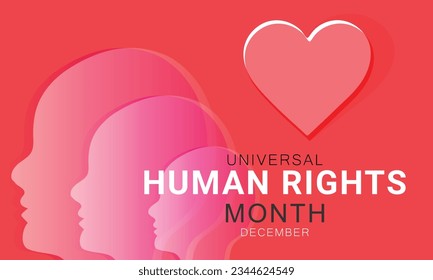 Mes Universal de los Derechos Humanos. fondo, banner, tarjeta, afiche, plantilla. Ilustración vectorial.