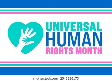 Fondo del Mes Universal de los Derechos Humanos, Anuncio o Plantilla de diseño de carteles. observada cada año en diciembre. Concepto de Festiva. Uso a cualquier Plantilla, tarjeta, cartel, cartel, Plantilla.