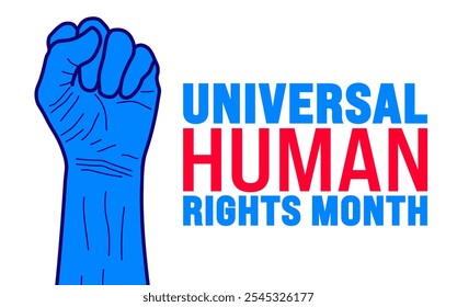 Mês Universal dos Direitos Humanos, banner ou modelo de design de cartaz. observado todos os anos em dezembro. Conceito de férias. Use para qualquer modelo, cartão, cartaz, cartaz, modelo.