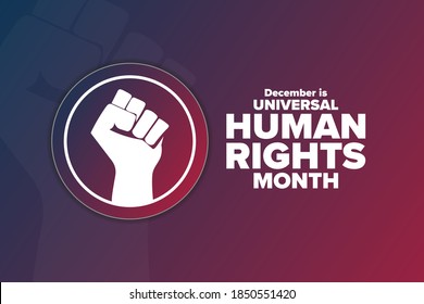Universal Human Rights Month. Holiday concept. Template for background, banner, card, poster with text inscription. Vector EPS10 illustration