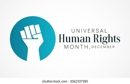 Der universelle Menschenrechtsmonat wird jedes Jahr im Dezember beobachtet, eine Zeit, in der sich die Menschen auf der ganzen Welt zusammenschließen und für die Rechte und die Würde aller Menschen eintreten können. Vektorgrafik
