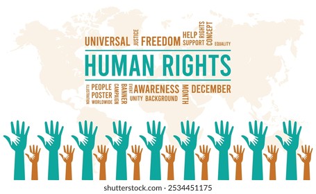 Universal Human Rights Month is observed every year on December. People Awareness concept. background, placard, banner template Vector illustration design.