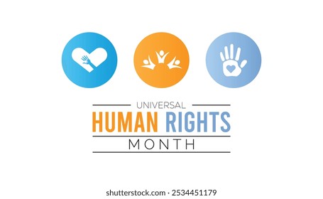 Universal Human Rights Month is observed every year on December. People Awareness concept. background, placard, banner template Vector illustration design.