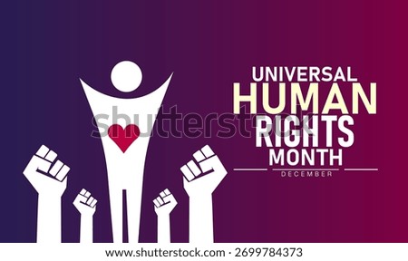 Universal Human Rights Month Poster Banner and Background Abstract Design Template Featuring Raised Hands Globe and Peace Symbol Illustration for Equality Freedom Justice and Global Awareness Campaign