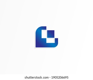 universal icon logo design with blue color concept