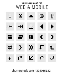 Universal Icon Set. 25 universal icons for website and app. Isolated Elements. flat, solid, mono, monochrome, plain, contemporary style. Vector illustration 