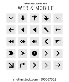 Universal Icon Set. 25 universal icons for website and app. Isolated Elements. flat, solid, mono, monochrome, plain, contemporary style. Vector illustration 