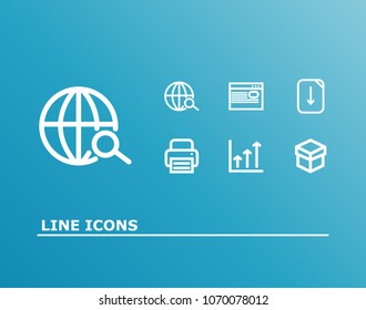 Universal icon set and graph with interface, digital marketing and product. Box related universal icon vector for web UI logo design.