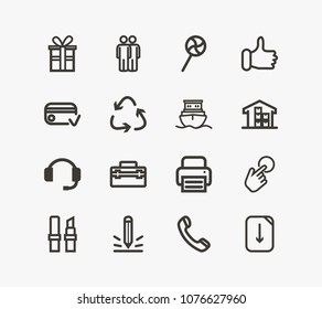 Universal icon set and ship with service, download and birthday. Toolkit related universal icon vector for web UI logo design.