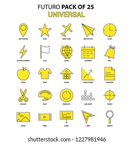 Universal Icon Set. Yellow Futuro Latest Design icon Pack