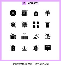 Universal Icon Symbols Group of 16 Modern Solid Glyphs of star; tree; shirt; plant; autumn Editable Vector Design Elements