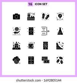 Universal Icon Symbols Group of 16 Modern Solid Glyphs of hand; global; wedding; business; progression Editable Vector Design Elements