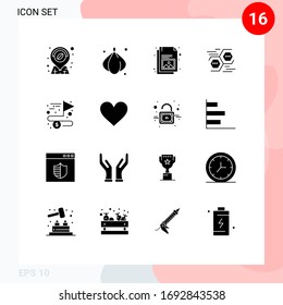 Universal Icon Symbols Group of 16 Modern Solid Glyphs of complete; accomplish; gallery; digital; data Editable Vector Design Elements