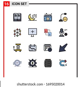 Universal Icon Symbols Group of 16 Modern Flat Color Filled Lines of analytics; hardware; calendar; gadget; computers Editable Creative Vector Design Elements