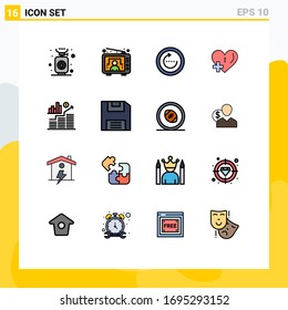 Universal Icon Symbols Group of 16 Modern Flat Color Filled Lines of business; add; browser; love; ui Editable Creative Vector Design Elements