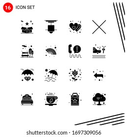 Universal Icon Symbols Group of 16 Modern Solid Glyphs of bench; close; lamp; switch; off Editable Vector Design Elements