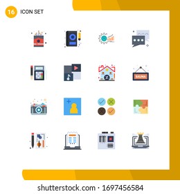 Universal Icon Symbols Group of 16 Modern Flat Colors of chat; trends; service; time; market Editable Pack of Creative Vector Design Elements