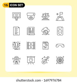Universal Icon Symbols Group of 16 Modern Outlines of website; code; business; trophy; mission Editable Vector Design Elements