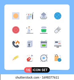 Universal Icon Symbols Group of 16 Modern Flat Colors of dart; globe; mail; geography; messages Editable Pack of Creative Vector Design Elements