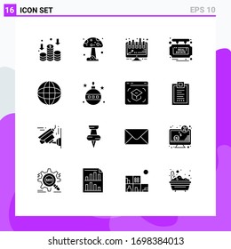 Universal Icon Symbols Group of 16 Modern Solid Glyphs of christmas; media player; presentation; media; sale Editable Vector Design Elements