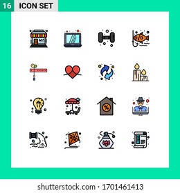 Universal Icon Symbols Group of 16 Modern Flat Color Filled Lines of festival; decoration; gym; leisure; fishing Editable Creative Vector Design Elements