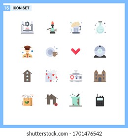 Universal Icon Symbols Group of 16 Modern Flat Colors of military; back to school; science; lab; party Editable Pack of Creative Vector Design Elements