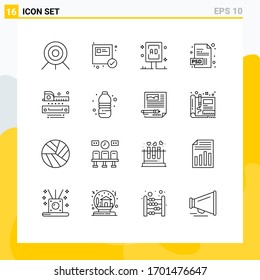 Universal Icon Symbols Group Of 16 Modern Outlines Of Ruler; Level; Billboard; Psd; Document Editable Vector Design Elements