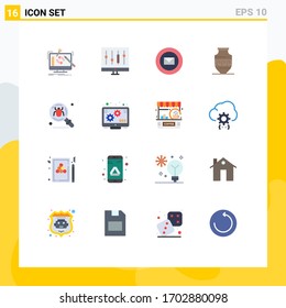 Universal Icon Symbols Group of 16 Modern Flat Colors of jar; ancient jar; graph; amphora; sharp Editable Pack of Creative Vector Design Elements
