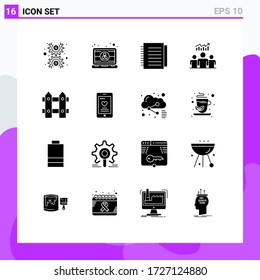 Universal Icon Symbols Group of 16 Modern Solid Glyphs of success; team; user; user; paper Editable Vector Design Elements