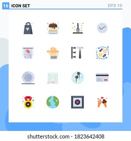 Universal Icon Symbols Group of 16 Modern Flat Colors of layout; twitter; gardening; social; media Editable Pack of Creative Vector Design Elements