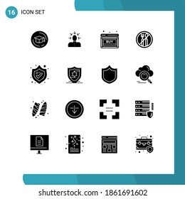 Universal Icon Symbols Group of 16 Modern Solid Glyphs of security; roza; buy; ramadan; web Editable Vector Design Elements