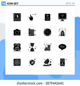 Universal Icon Symbols Group of 16 Modern Solid Glyphs of smart; multimedia; swipe; electronics; identity Editable Vector Design Elements