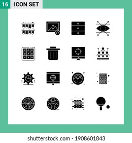 Universal Icon Symbols Group of 16 Modern Solid Glyphen of tic tac toe; Zehe; Haushaltsgeräte; tac; Bearbeitbare Vectordesign-Elemente anzeigen
