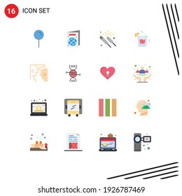 Universal Icon Symbols Group of 16 Modern Flat Colors of human; brain; event; party; drink Editable Pack of Creative Vector Design Elements