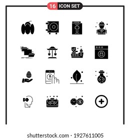 Universal Icon Symbols Group of 16 Modern Solid Glyphs of move; file; halloween; folder; firefighter Editable Vector Design Elements