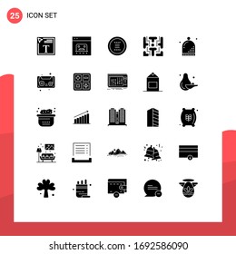 Universal Icon Symbols Group of 25 Modern Solid Glyphs of play; fun; payment; maze; menu Editable Vector Design Elements