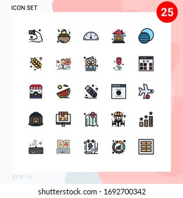 Universal Icon Symbols Group of 25 Modern Filled line Flat Colors of sun; science; dashboard; eclipse; home Editable Vector Design Elements