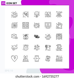 Universal Icon Symbols Group of 25 Modern Lines of city; Statistiken; Nachtisch; Kuchen; Süßigkeiten Bearbeitbare Design-Elemente für Vektorillustrationen