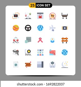 Universal Icon Symbols Group of 25 Modern Flat Colors of no; food; lift; fast; page Editable Vector Design Elements