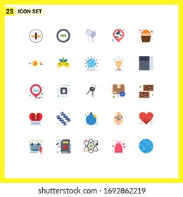Universal Icon Symbols Group of 25 Modern Flat Colors of muffin sweet; cup; fly; cake; law Editable Vector Design Elements