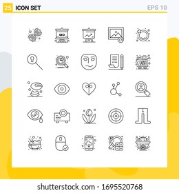 Universal Icon Symbols Group of 25 Modern Lines of wedding; engagement; analytics; reload; image Editable Vector Design Elements