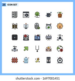 Universal Icon Symbols Group of 25 Modern Filled line Flat Colors of bag; mug; development; cup; growth Editable Vector Design Elements