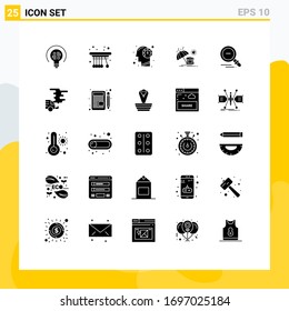 Universal Icon Symbols Group of 25 Modern Solid Glyphs of search; sun; fast; backpack; process Editable Vector Design Elements
