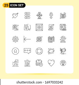 Universal Icon Symbols Group of 25 Modern Lines of ireland; record; on off; microphone; sketch Editable Vector Design Elements