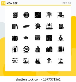 Universal Icon Symbols Group of 25 Modern Solid Glyphs of beauty table; money; chain; focus; seo Editable Vector Design Elements