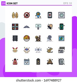 Universal Icon Symbols Group of 25 Modern Filled line Flat Colors of game; hard disk; navigation; gadgets; location Editable Vector Design Elements
