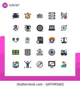Universal Icon Symbols Group of 25 Modern Filled line Flat Colors of server; hosting; corporate; files; pass Editable Vector Design Elements